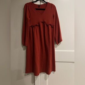 Rust Red Long Sleeve Dress